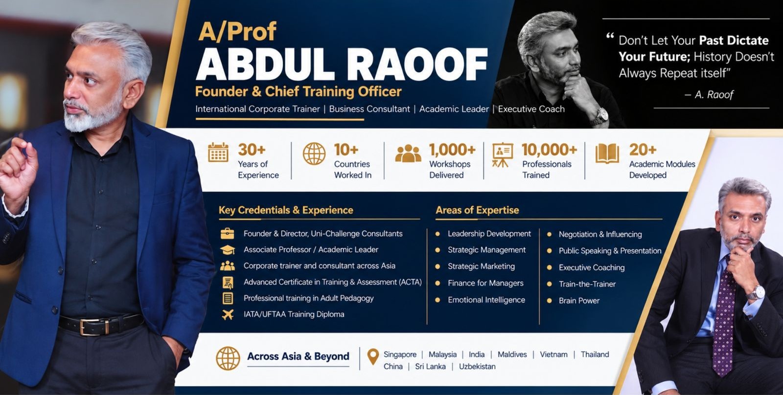A/Prof Abdul Raoof - Founder & Chief Training Officer, Credentials, Experience, and Areas of Expertise